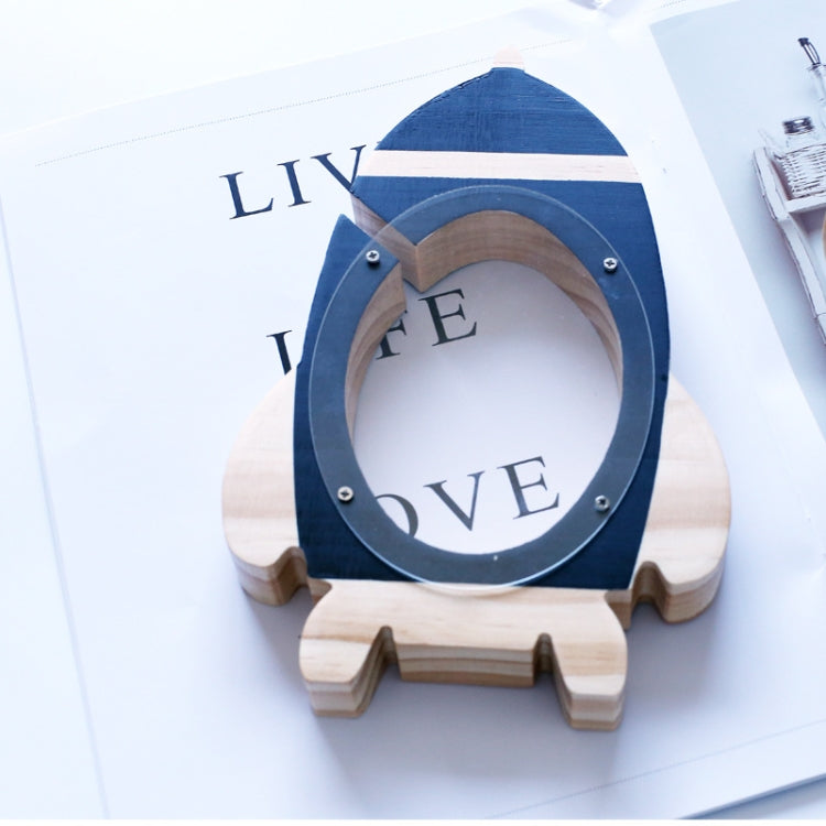 Nordic Wood Rocket Money Box Toys Living Room Decoration Piggy Bank