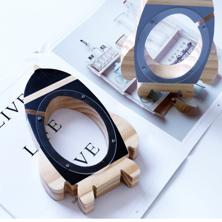 Nordic Wood Rocket Money Box Toys Living Room Decoration Piggy Bank