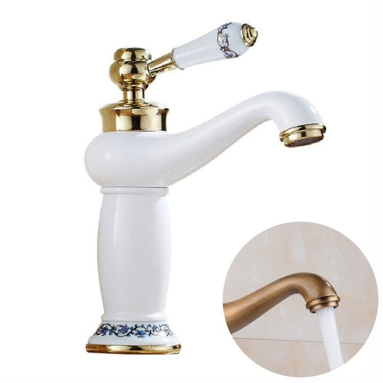 Copper Antique Hot Cold Double Blue White Porcelain Faucet
