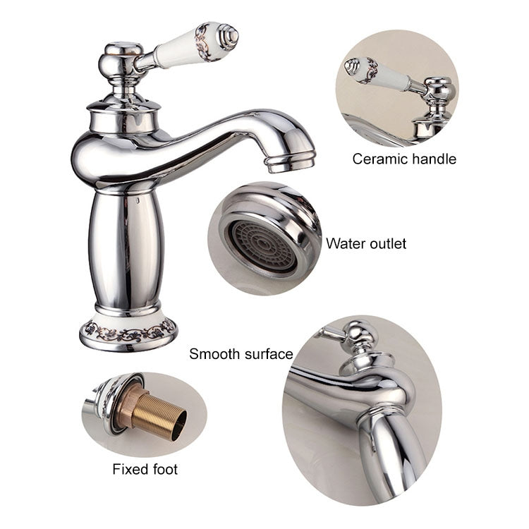 Copper Antique Hot Cold Double Blue White Porcelain Faucet