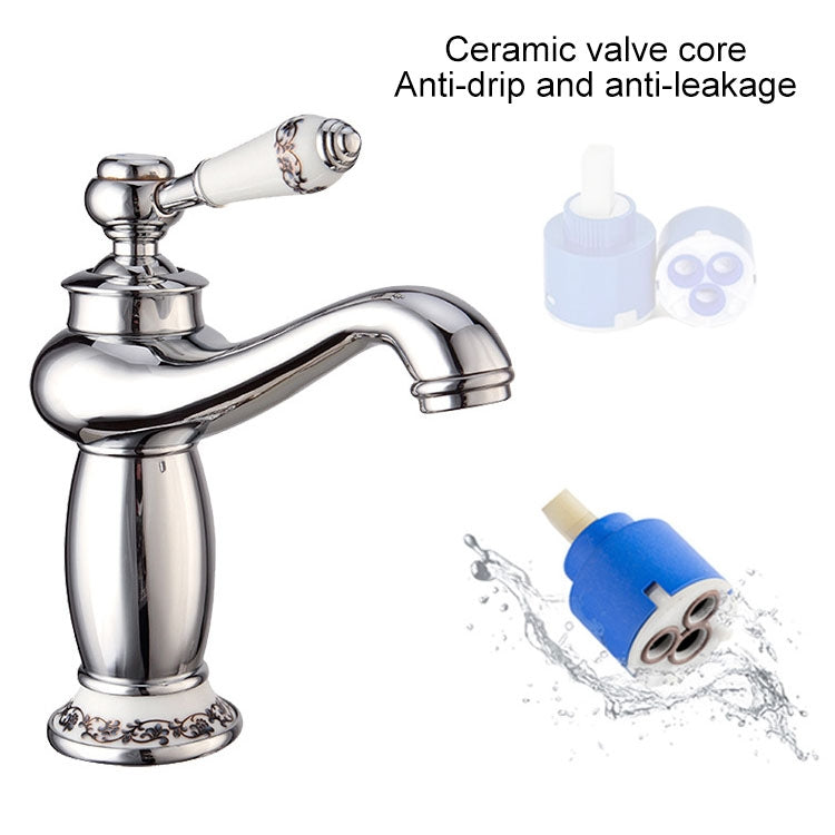 Copper Antique Hot Cold Double Blue White Porcelain Faucet