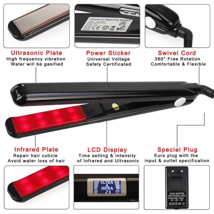RUCHA Ultrasonic Infrared Hair Care Iron Straightener with Adjustable Upgraded LCD Display