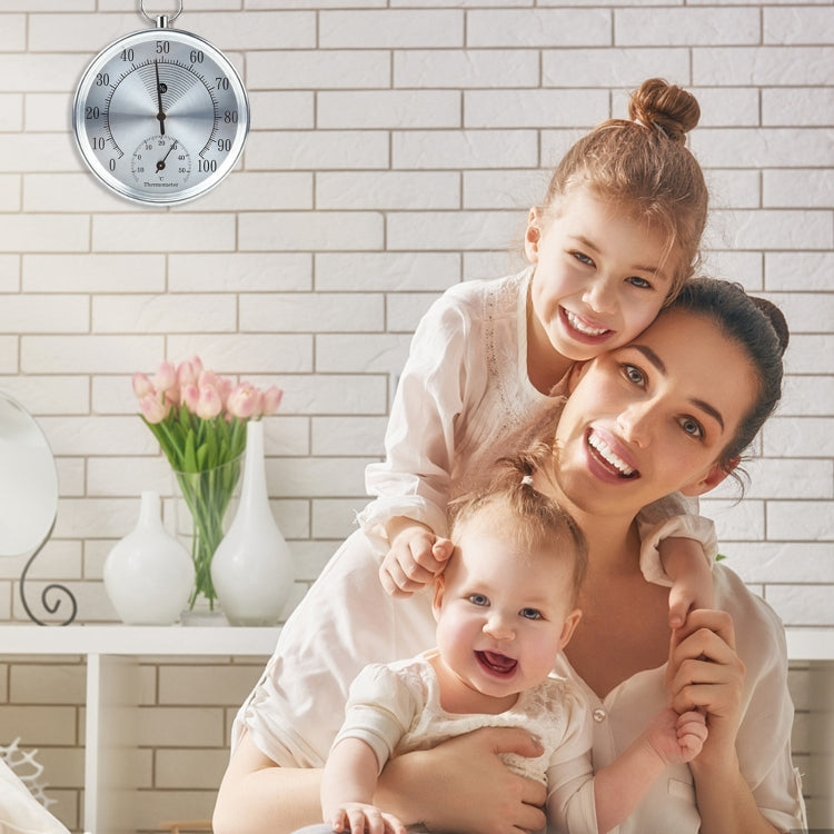 Mini Round Clock-shaped Indoor Outdoor Hygrometer Humidity Thermometer Temperature Meter with Hanging Ring