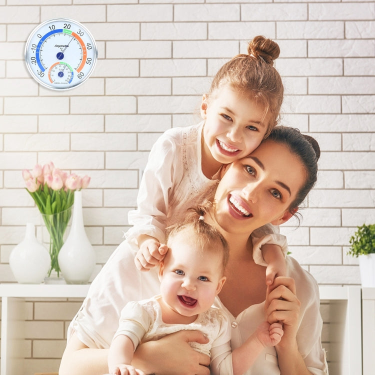 TH101E Mini Round Clock-shaped Indoor Outdoor Hygrometer Humidity Thermometer Temperature Meter