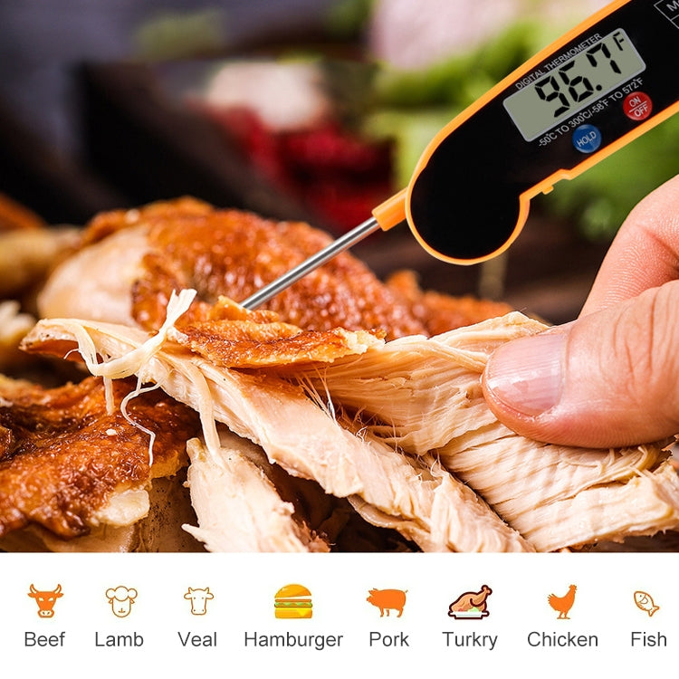 TS-BY52-Y Kitchen Food Cooking BBQ Foldable Waterproof Probe Thermometer(Yellow)