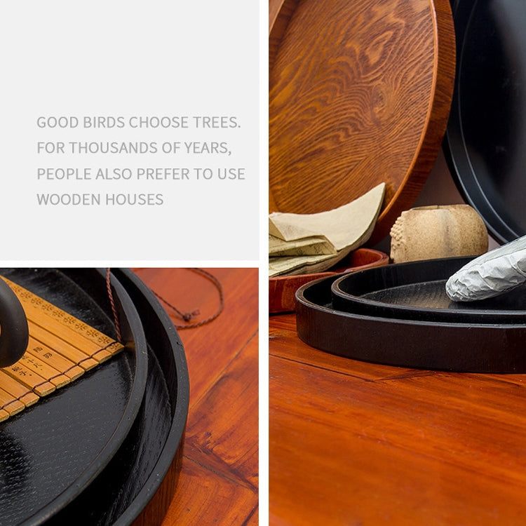 Creative Round Solid Wood Tea Tray Hotel Wooden Tay Storage Tray, Diameter: 27 cm
