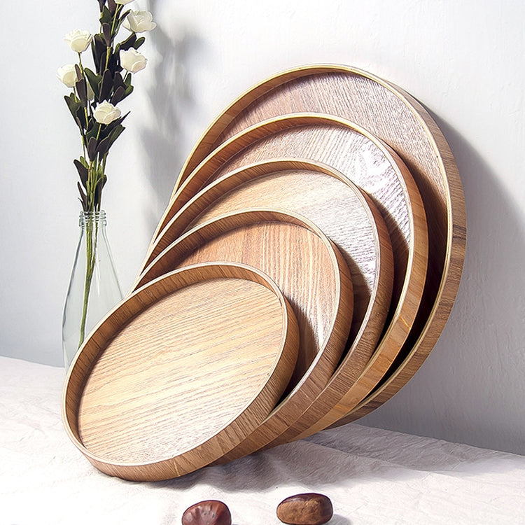 Creative Round Solid Wood Tea Tray Hotel Wooden Tay Storage Tray, Diameter: 30cm