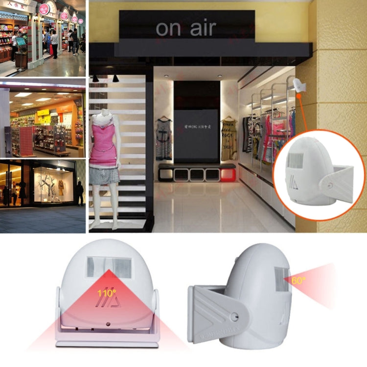 5301 Wireless Infrared Motion Sensor Welcome Alarm Intelligent Greeting Warning Doorbell, IR Distance: 10m