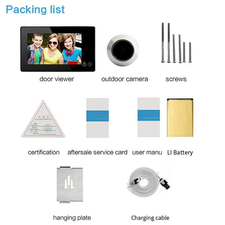 M4300B 4.3 inch TFT Color Display Screen 2.0MP Security Camera Video Smart Doorbell