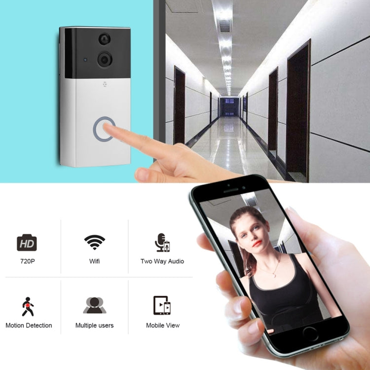 VESAFE HD 720P Security Camera Smart WiFi Video Doorbell Intercom, Support TF Card & Infrared Night Vision & Motion Detection App for IOS and Android(With Ding Dong/Chime)