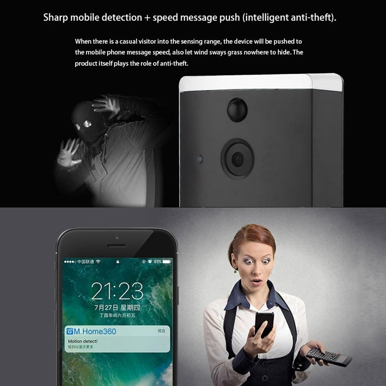 VESAFE Home VS-M2 HD 720P Security Camera Smart WiFi Video Doorbell Intercom, Support TF Card & Night Vision & PIR Detection APP for IOS and Android