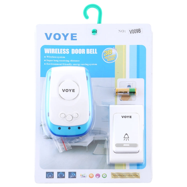 VOYE V009B Home Music Remote Control Wireless Doorbell with 38 Polyphony Sounds, US Plug