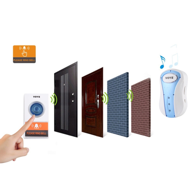 VOYE V008A Home Music Remote Control Wireless Doorbell with 38 Polyphony Sounds, US Plug