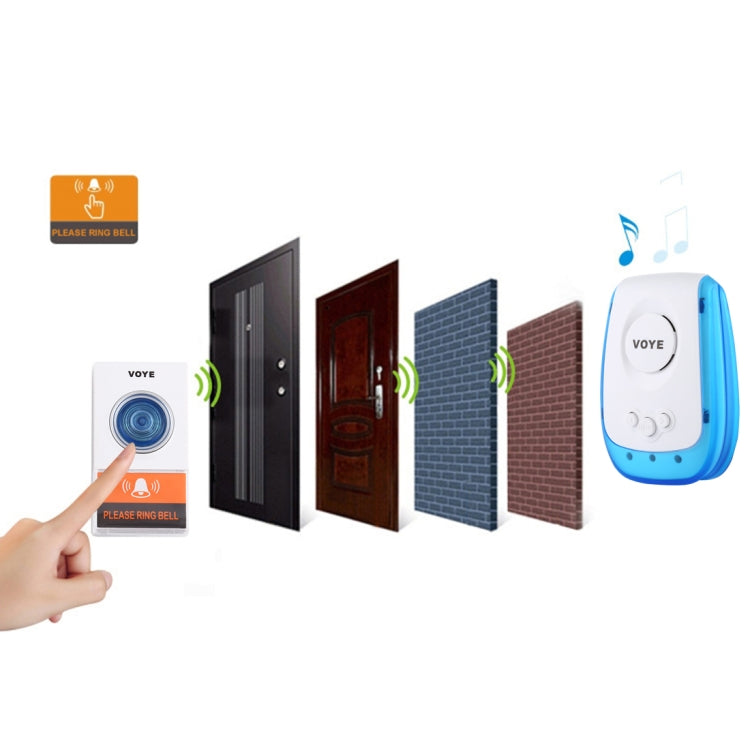 VOYE V009A Home Music Remote Control Wireless Doorbell with 38 Polyphony Sounds, US Plug