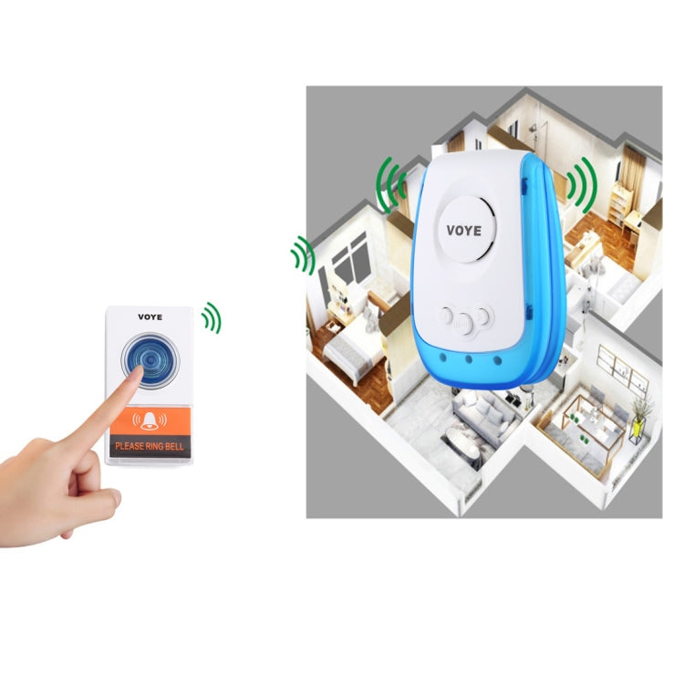 VOYE V009A Home Music Remote Control Wireless Doorbell with 38 Polyphony Sounds, US Plug