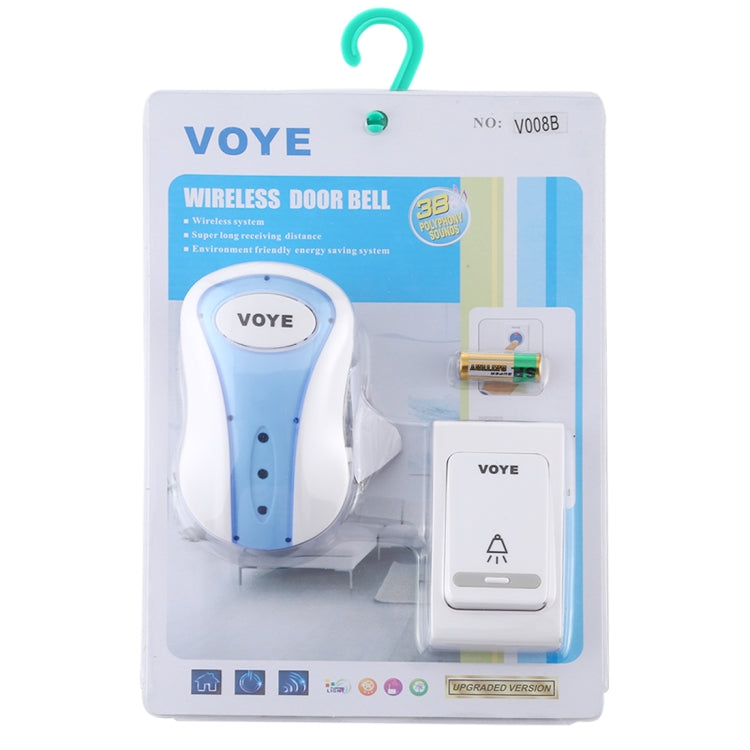 VOYE V008B Home Music Remote Control Wireless Doorbell with 38 Polyphony Sounds, US Plug