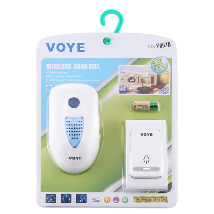 VOYE V003B Home Music Remote Control Wireless Doorbell with 38 Polyphony Sounds, US Plug