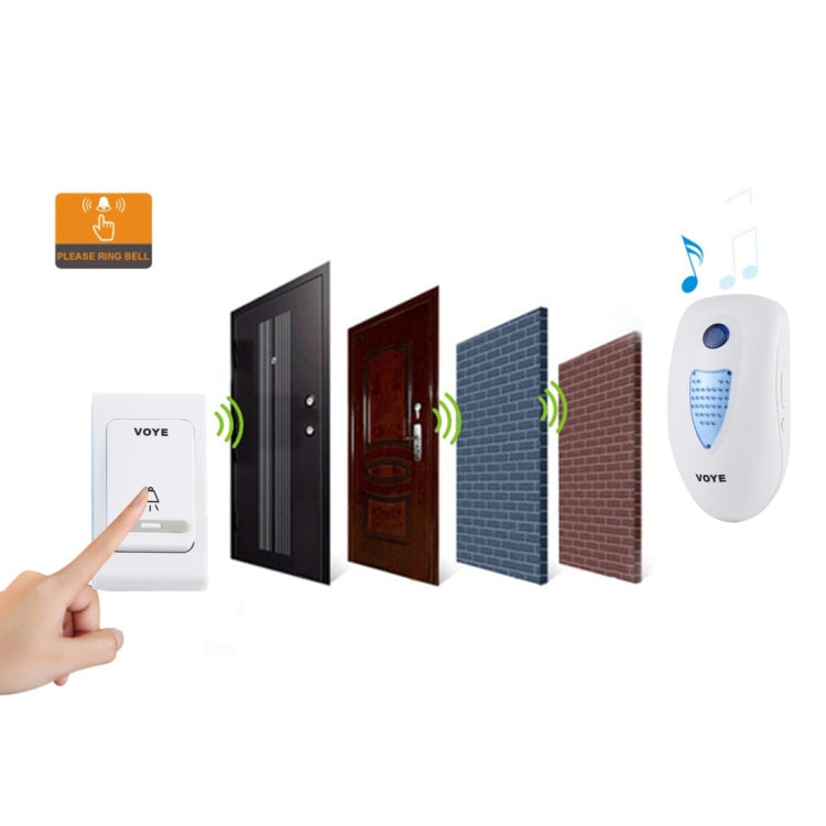 VOYE V003B Home Music Remote Control Wireless Doorbell with 38 Polyphony Sounds, US Plug
