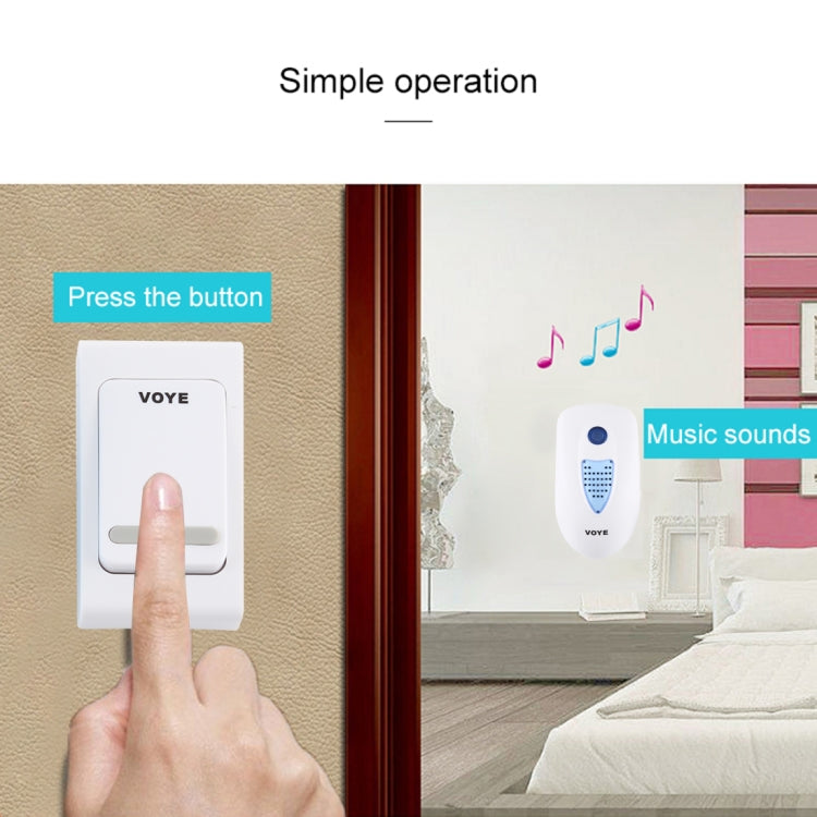 VOYE V003B Home Music Remote Control Wireless Doorbell with 38 Polyphony Sounds, US Plug