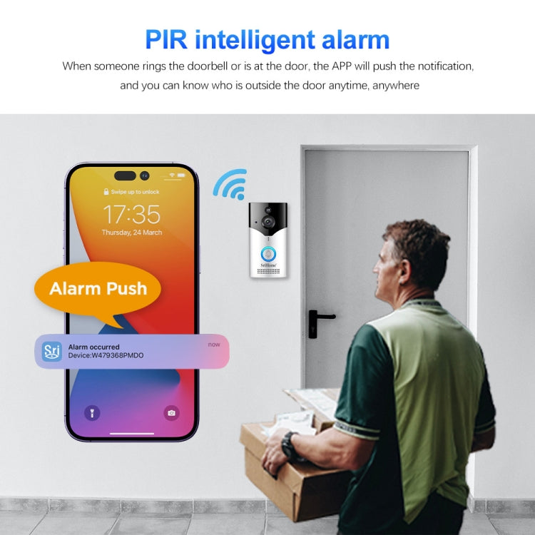 SriHome DH002 4.0 Million Pixels Smart WiFi Video PIR Visual Doorbell, Support Video Two-way Voice