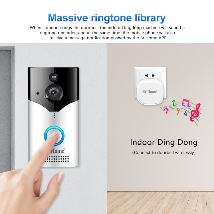 SriHome DH002 4.0 Million Pixels Smart WiFi Video PIR Visual Doorbell, Support Video Two-way Voice