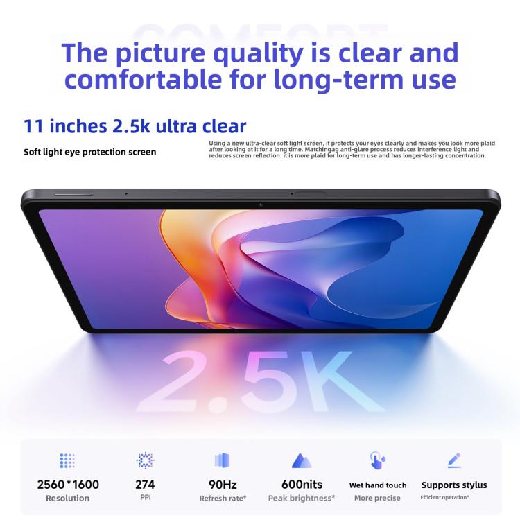 REDMI Pad 2 11 inch Tablet PC, Soft Light Edition 8GB+256GB, HyperOS 2, MediaTek G100-Ultra Octa Core CPU