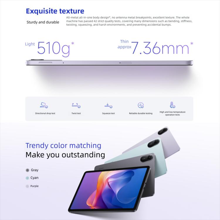 REDMI Pad 2 11 inch Tablet PC, Soft Light Edition 8GB+256GB, HyperOS 2, MediaTek G100-Ultra Octa Core CPU