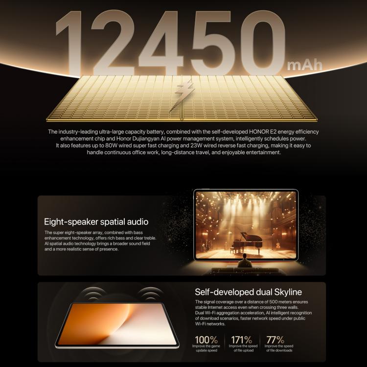 Honor MagicPad3 Pro 13.3 inch WiFi Tablet PC, 16GB+512GB MagicOS 10.0 Qualcomm Snapdragon 8 Lite Gen5 Octa Core