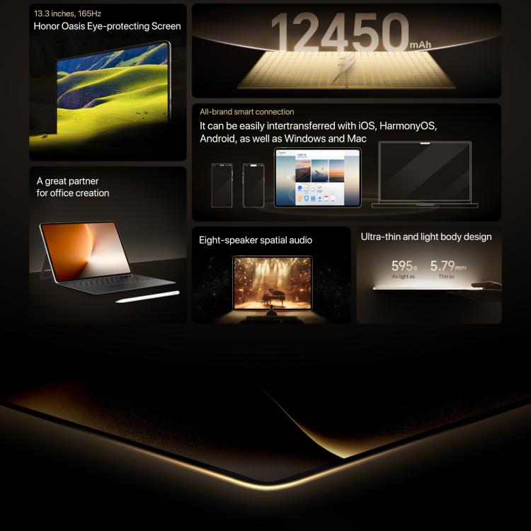 Honor MagicPad3 Pro 13.3 inch WiFi Tablet PC, 12GB+512GB MagicOS 10.0 Qualcomm Snapdragon 8 Lite Gen5 Octa Core