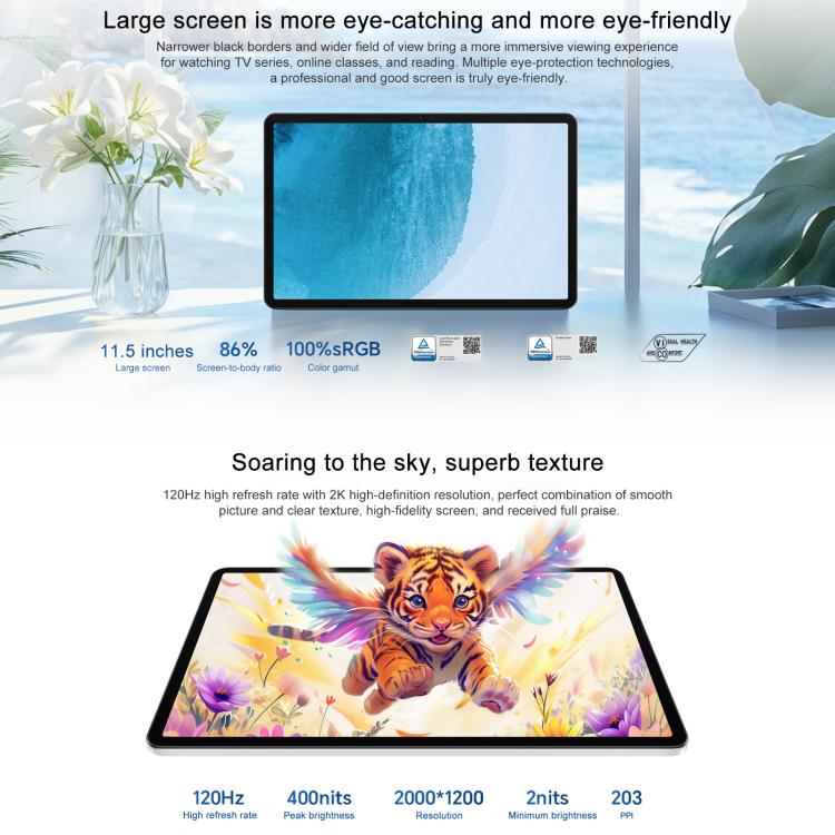 Honor Pad X9 Pro WiFi Tablet PC, 11.5 inch 6GB+128GB MagicOS 9.0 Qualcomm Snapdragon 685 Octa Core