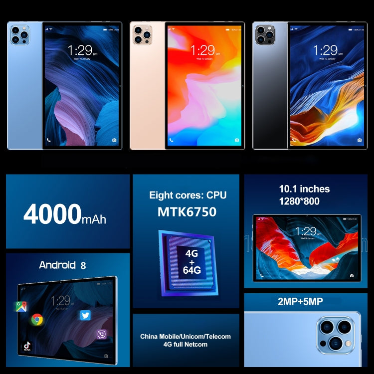 Android 8.0 MTK6750 Octa Core 1.8GHz, Dual SIM, Support GPS, OTG, WiFi, BT