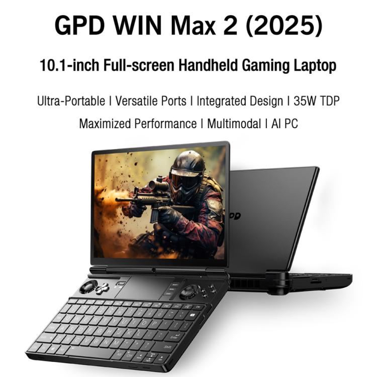 GPD WIN Max 2 2025 Handheld Gaming PC, 32GB+2TB, 10.1 inch Windows 10 Home  AMD Ryzen AI 9 HX 370, US Plug