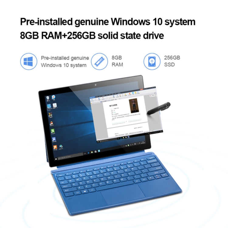 Windows 10 System, Qualcomm Snapdragon 850 Octa Core up to 2.96GHz, with Keyboard & Stylus Pen, Support Dual SIM & Dual Band WiFi & Bluetooth & GPS, US Plug