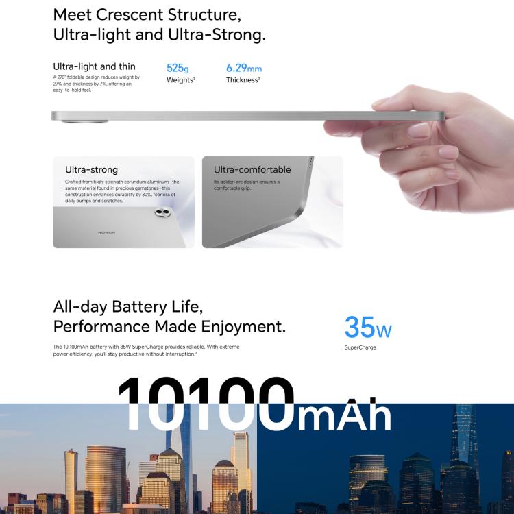 Honor Pad 10 WiFi Tablet PC, 12.1 inch 8GB+256GB MagicOS 9.0 Qualcomm Snapdragon 7 Gen3 Octa Core