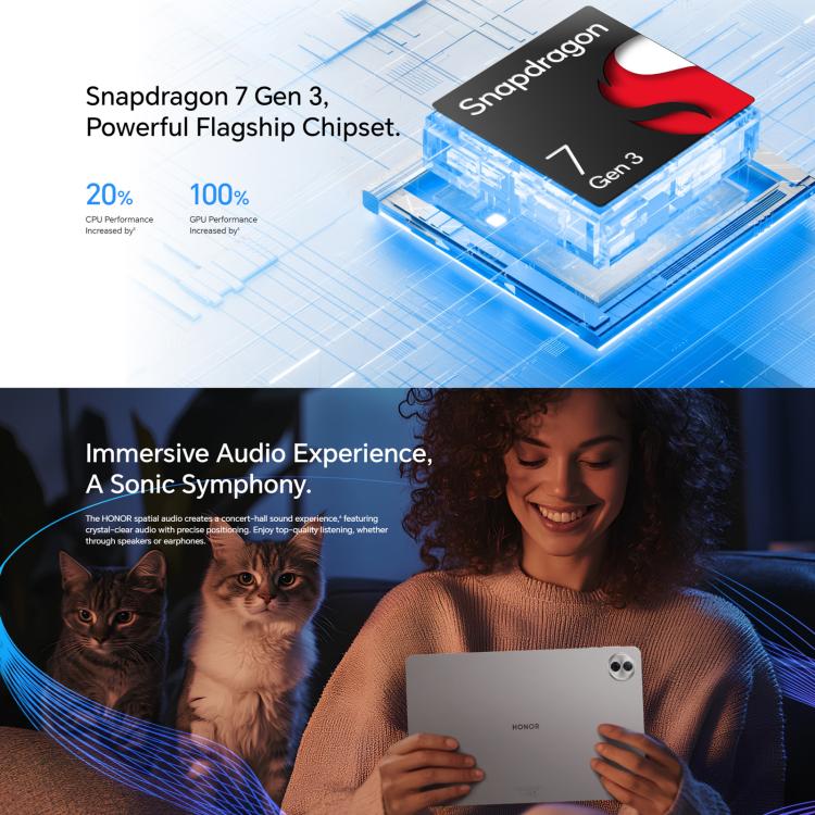 Honor Pad 10 Soft Light Screen WiFi Tablet PC, 12.1 inch 8GB+256GB MagicOS 9.0 Qualcomm Snapdragon 7 Gen3 Octa Core