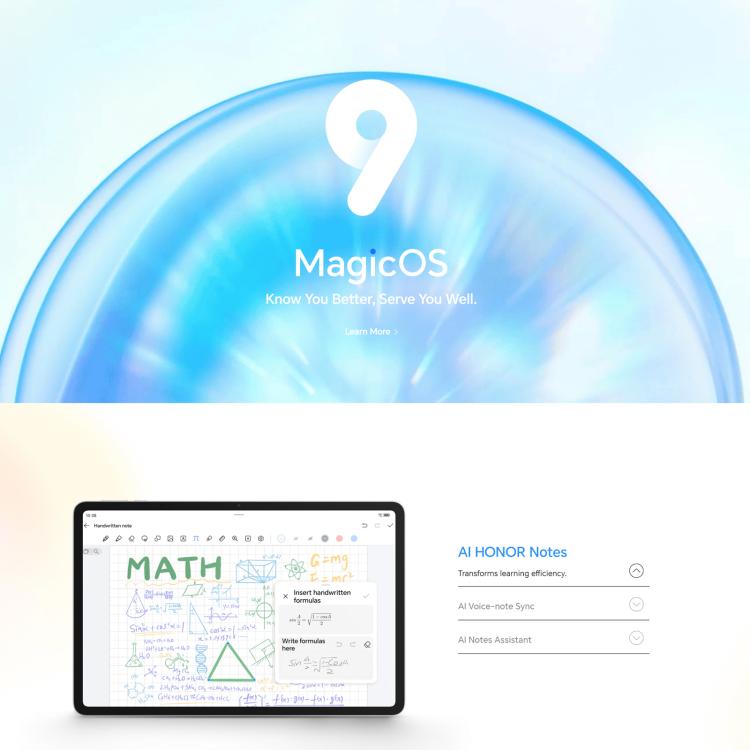 Honor Pad 10 Soft Light Screen WiFi Tablet PC, 12.1 inch 8GB+256GB MagicOS 9.0 Qualcomm Snapdragon 7 Gen3 Octa Core