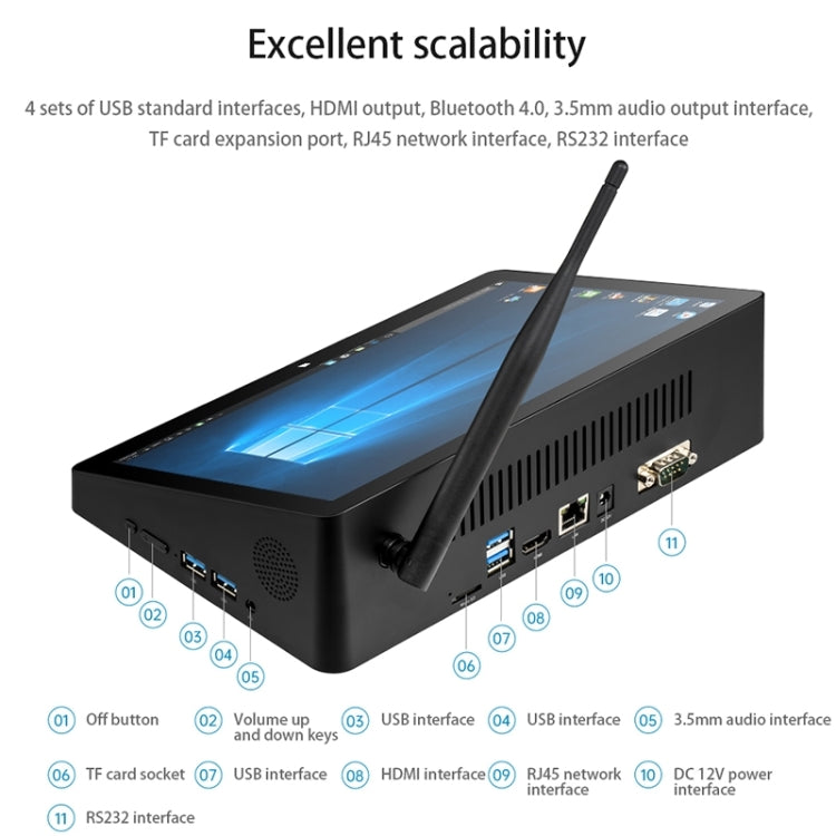 PiPo H10PRO All-in-One Mini PC, 10.1 inch, 8GB+128GB+128GB, Windows 11 Intel Alder Lake N100 Quad Core, US Plug