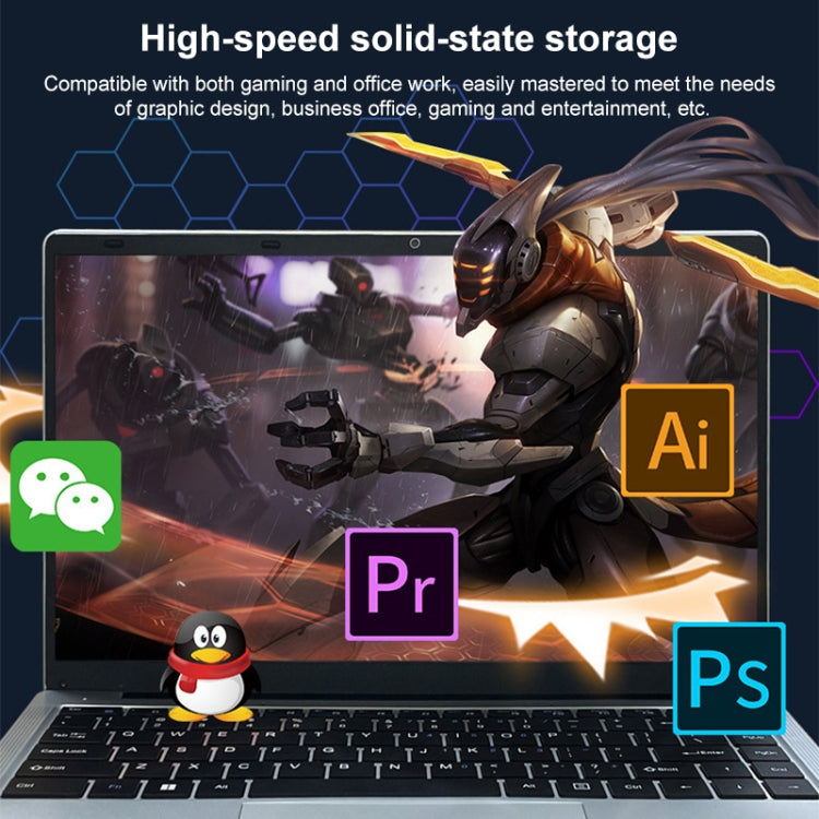 S07 14 inch Ultrathin Laptop, 12GB+128GB, Windows 11 Intel Celeron J4025 Quad Core, US Plug (Silver)