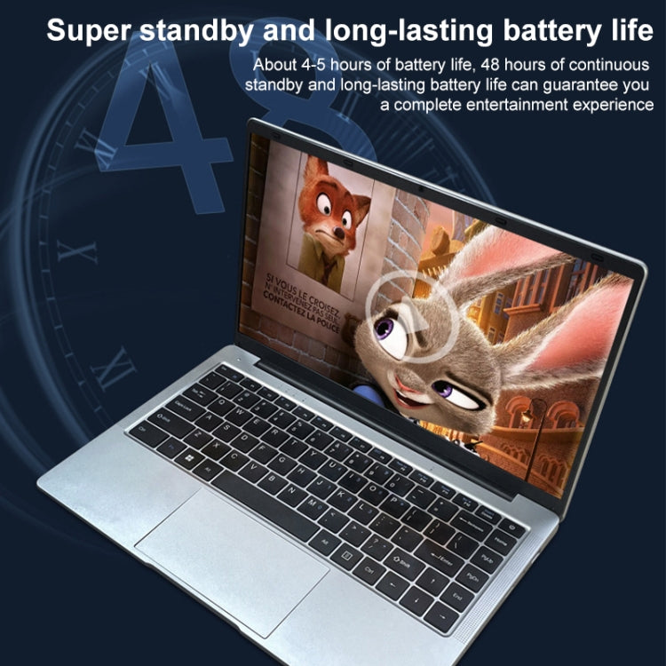 S07 14 inch Ultrathin Laptop, 12GB+1TB, Windows 11 Intel Celeron J4025 Dual Core, US Plug (Silver)