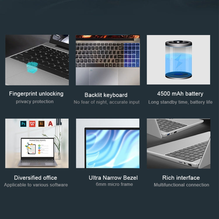 H15 15.6 inch Ultrathin Laptop, 16GB+256GB, Windows 11 Intel Processor N95 Quad Core, US Plug