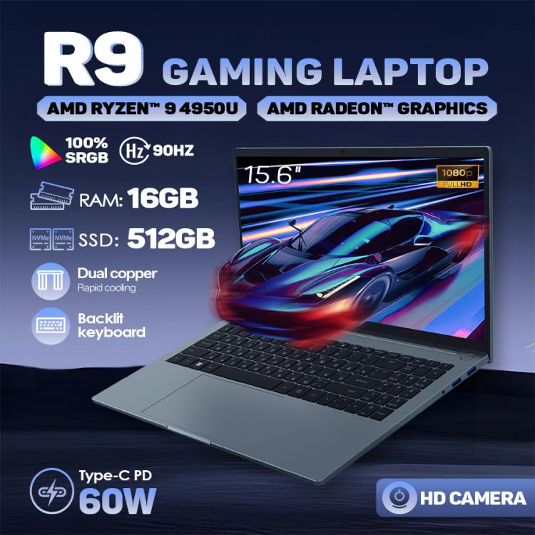 G16 Air 15.6 inch Gaming Laptop, 16GB+512GB, Windows 11 Pro AMD Ryzen 9 4950U Octa Core, US Plug