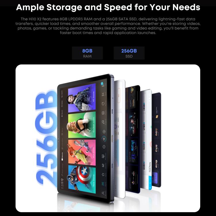 CHUWI Hi10 X2 10.1 inch Tablet PC, 8GB+256GB, Windows 11, Intel Core i3-10100Y Quad Core,EU Plug