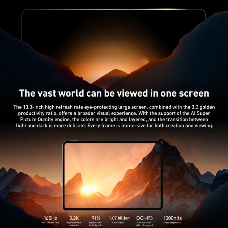 Honor MagicPad3 13.3 inch WiFi Tablet PC, 8GB+256GB MagicOS 9.0.1 Qualcomm Snapdragon 8 Gen3 Octa Core