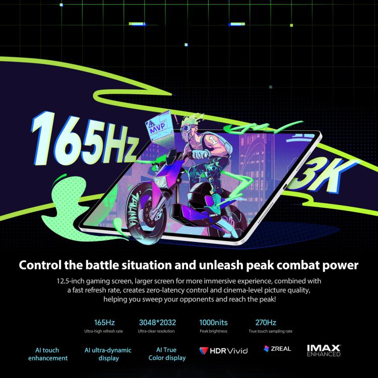 Honor Pad GT2 Pro WiFi Tablet PC, 12.5 inch 8GB+128GB MagicOS 9.0.1 Qualcomm Snapdragon 8 Gen3 Octa Core