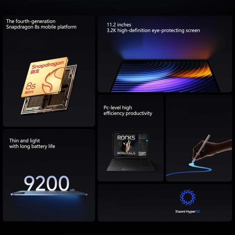 Xiaomi Pad 8 11.2 inch, 8GB+256GB, HyperOS 3 Qualcomm Snapdragon 8s Gen4 Octa Core