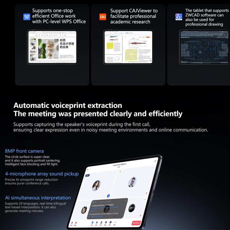 Xiaomi Pad 8 Pro 11.2 inch Soft Light Screen, 16GB+512GB, HyperOS 3 Qualcomm Snapdragon 8 Elite Octa Core