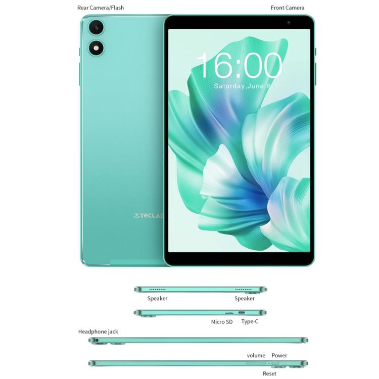Teclast P85 Tablet PC 8 inch WiFi6, 3GB+64GB, Android 15 Allwinner A333 5-Core(Mint Green)
