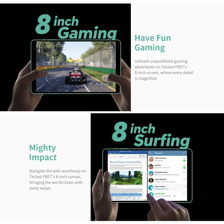 Teclast P85 Tablet PC 8 inch WiFi6, 3GB+64GB, Android 15 Allwinner A333 5-Core(Mint Green)