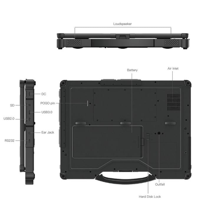UNIWA ULAP R14 Rugged Laptop, 8GB+256GB, 14 inch Windows 10 Home Intel Core i5-8250U, AU Plug