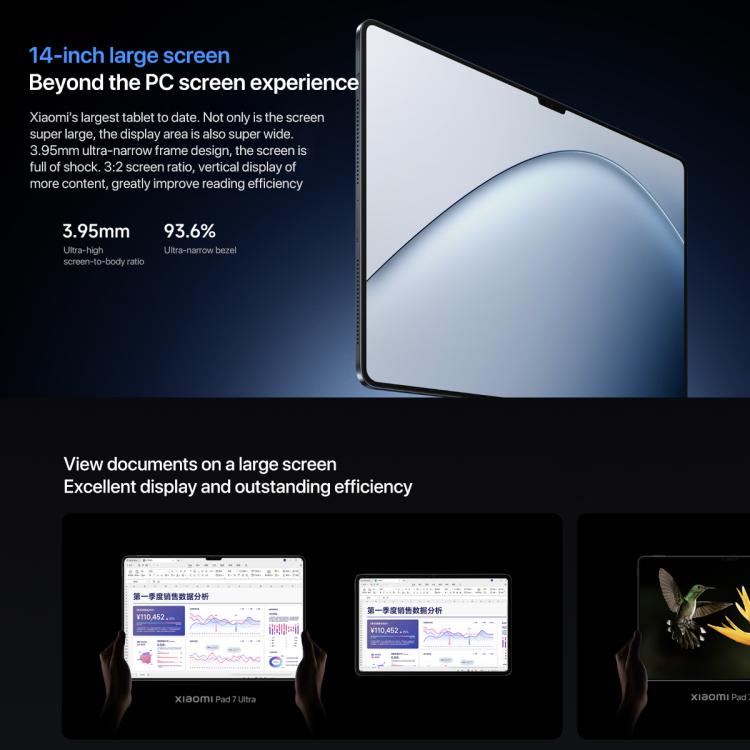 Xiaomi Pad 7 Ultra 14 inch Soft Light Screen, 16GB+1TB, HyperOS 2, XRING O1 3nm Deca Core CPU